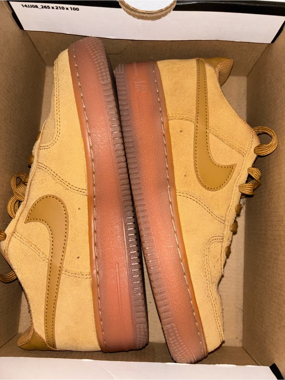 Nike Air Force size 5 youth Wheat Suede Sneakers - Tan - Picture 1 of 7